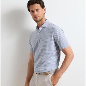 Men’s Peter Millar Blue & White Stripe Polo Luxury Comfort Performance size XL